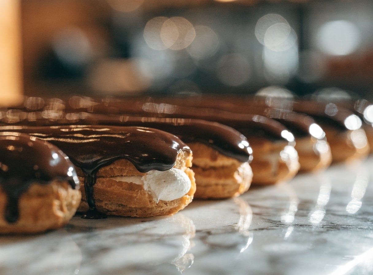 Eclairs, handmade at Taskin Bakery