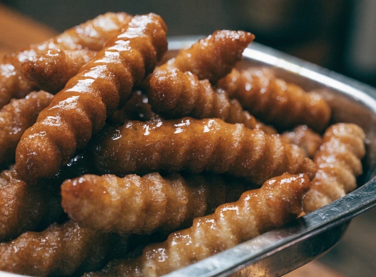 Tulumba, handmade at Taskin Bakery